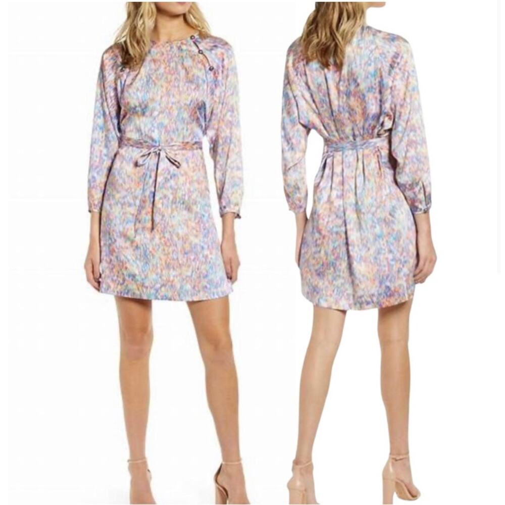 Rebecca Minkoff Lima‎ Mini Dress SZ 10 Multicolor Retro Mod Long Sleeve Occasion